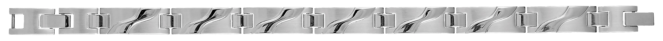 Bracelet en acier avec motifs ondulés sur chaque maillon – longueur 19cm + 1,5cm réglable par double fermoir