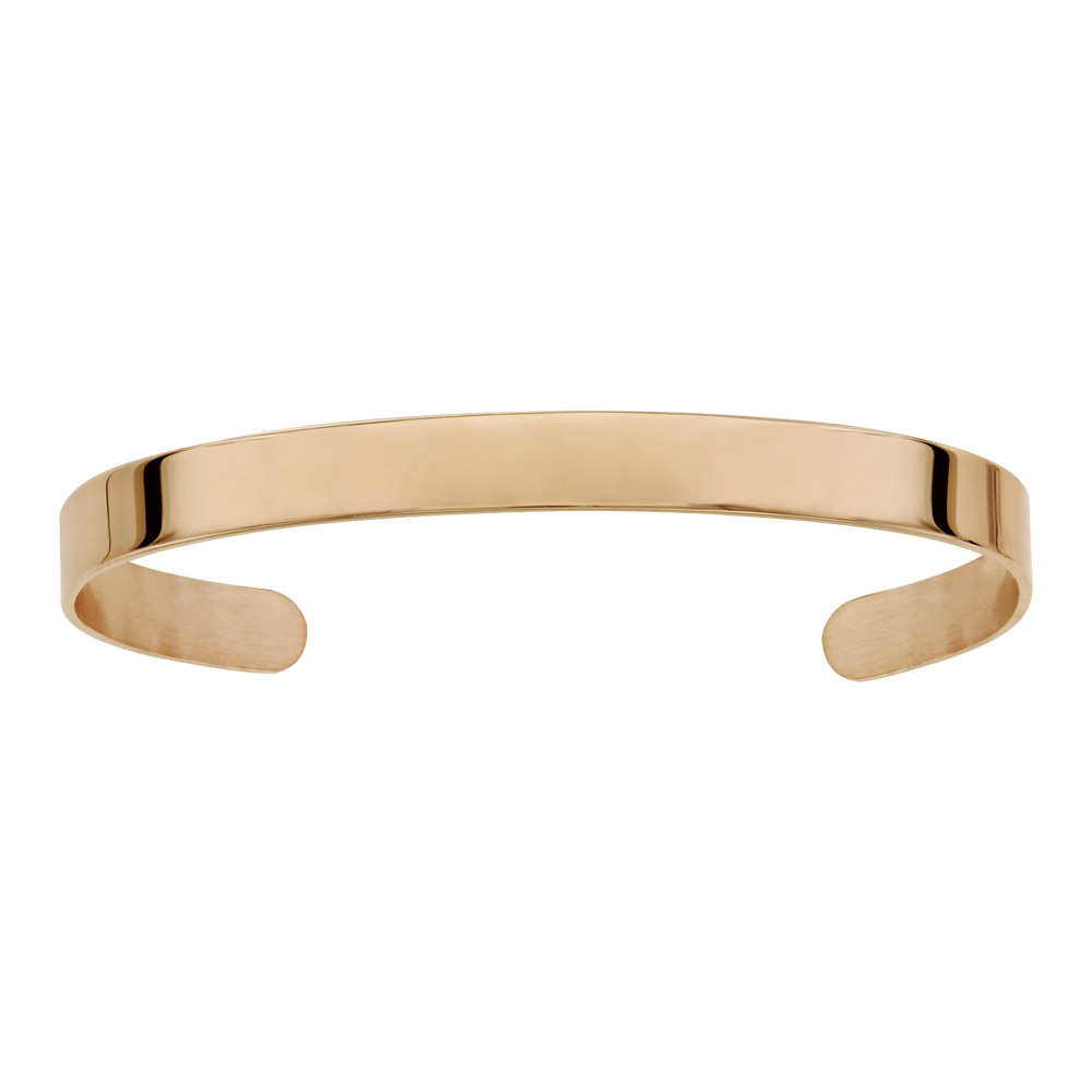 Bracelet ruban ouvert en acier et PVd jaune à graver 63mm X 47mm