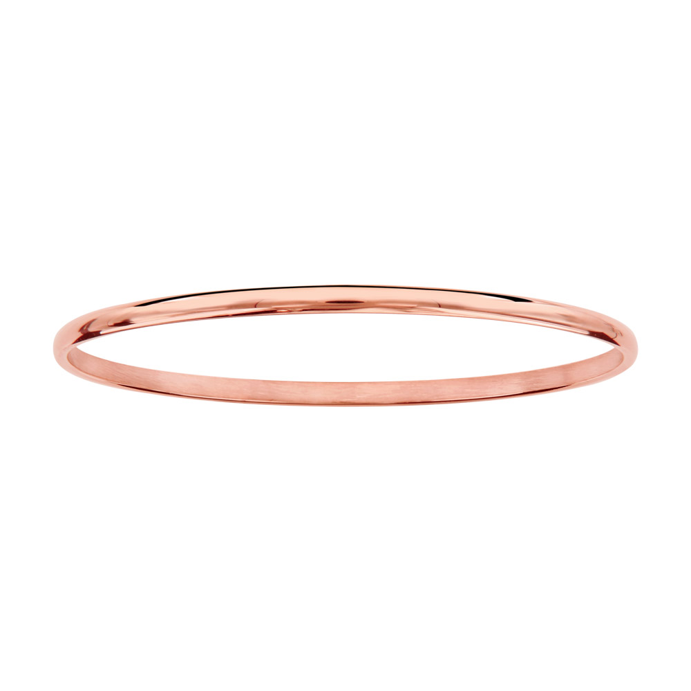 Bracelet demi-jonc en acier et PVD rose fil lisse 60mm