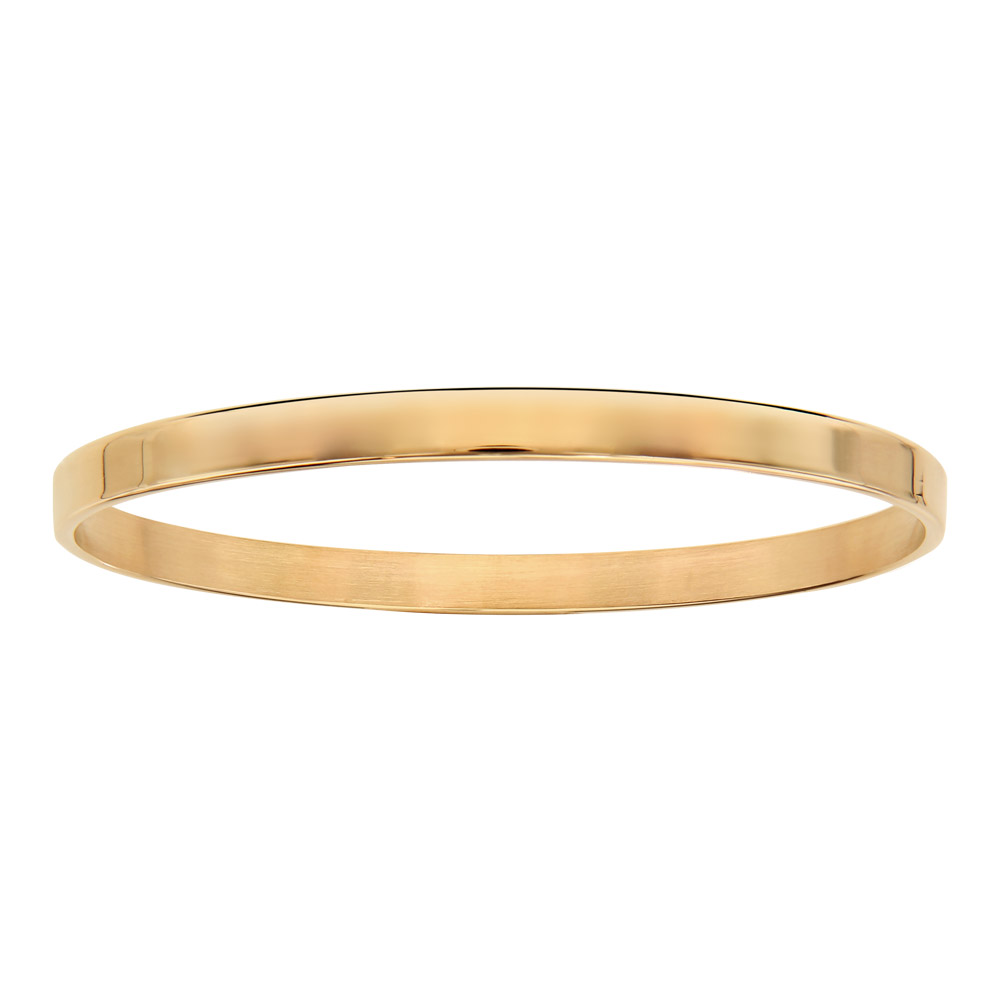 Bracelet ruban en acier et PVD jaune fil lisse 60mm