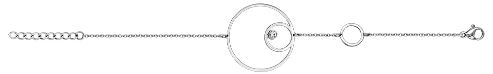 Bracelet en acier et empierrés chaîne avec double cercle et 1 oxyde blanc