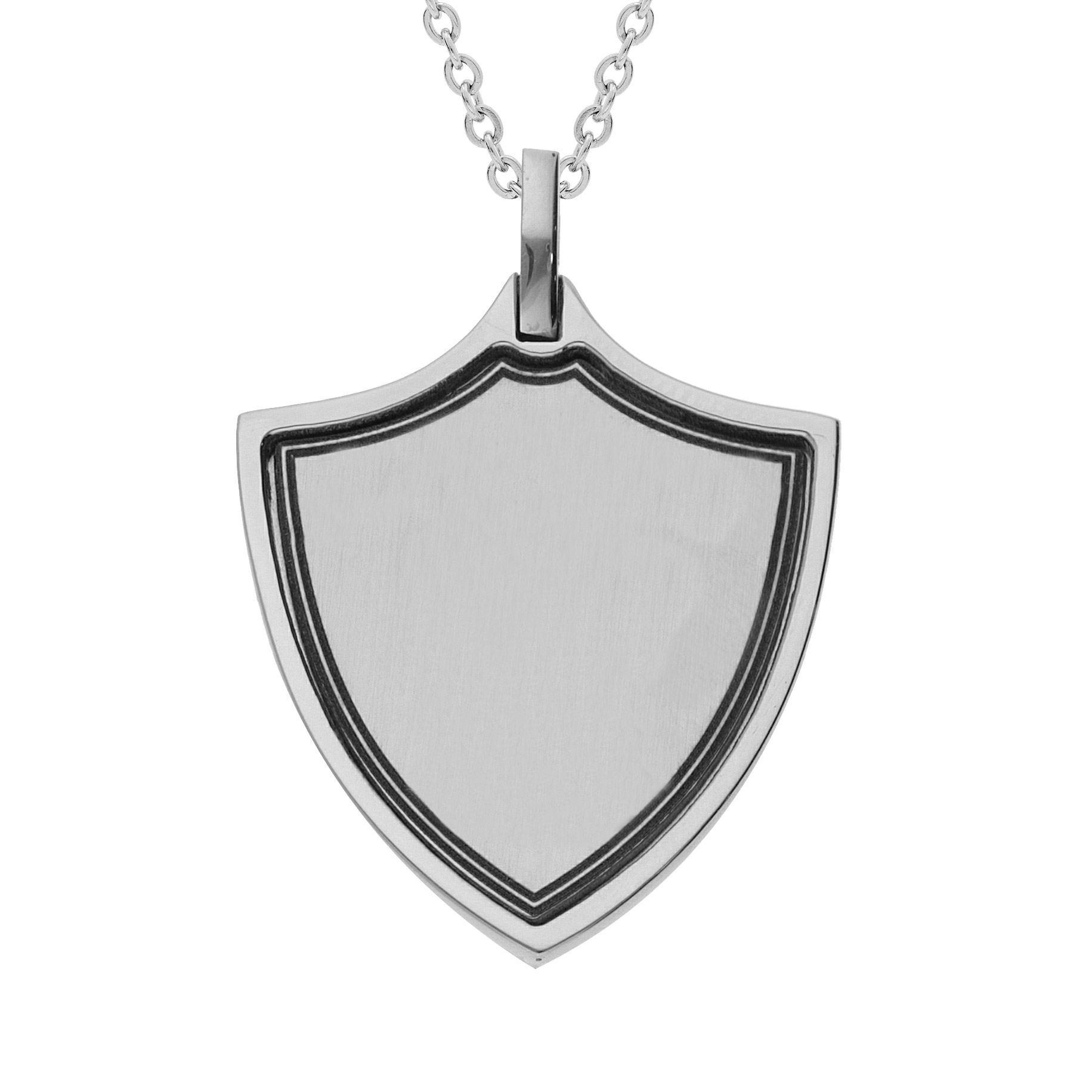 Collier en acier chaîne avec Pendentif en acier vierge à graver 50+5cm