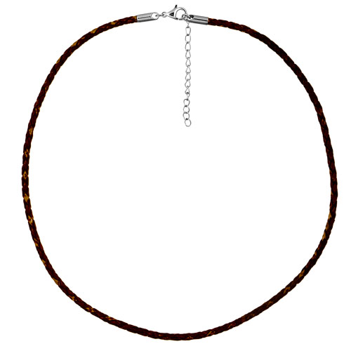 Cordon en cuir tressé marron pour charms homme grand modèle – longueur 45cm + 5cm