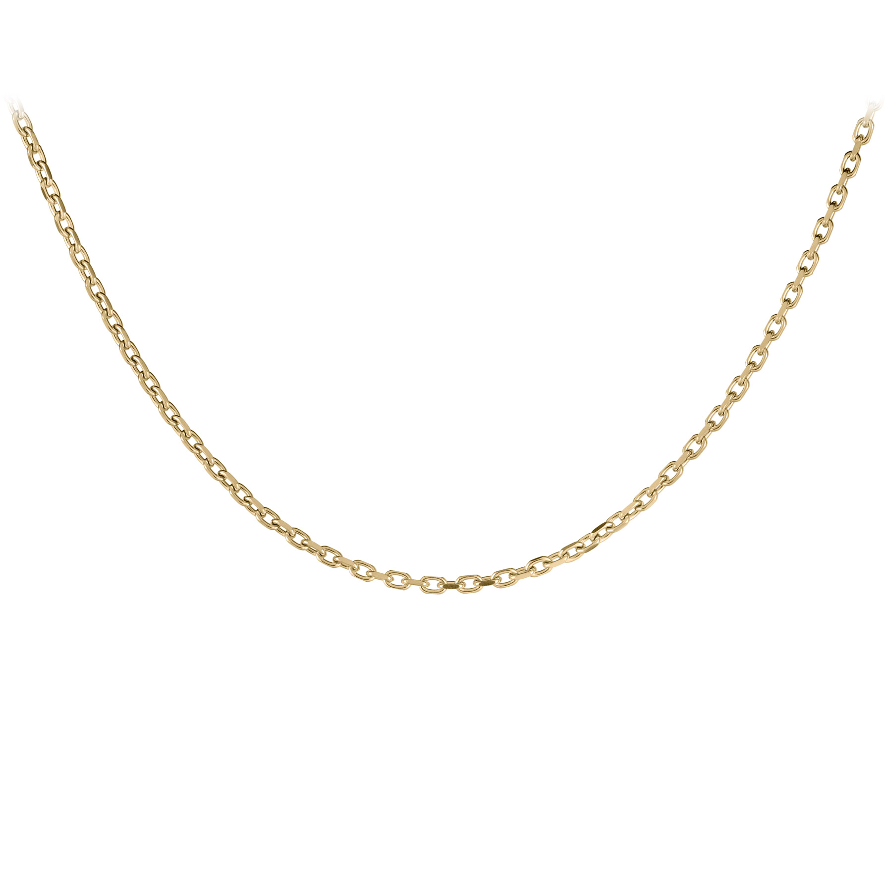 Chaîne en acier et PVD jaune maille forcat 3 mm longueur 60cm