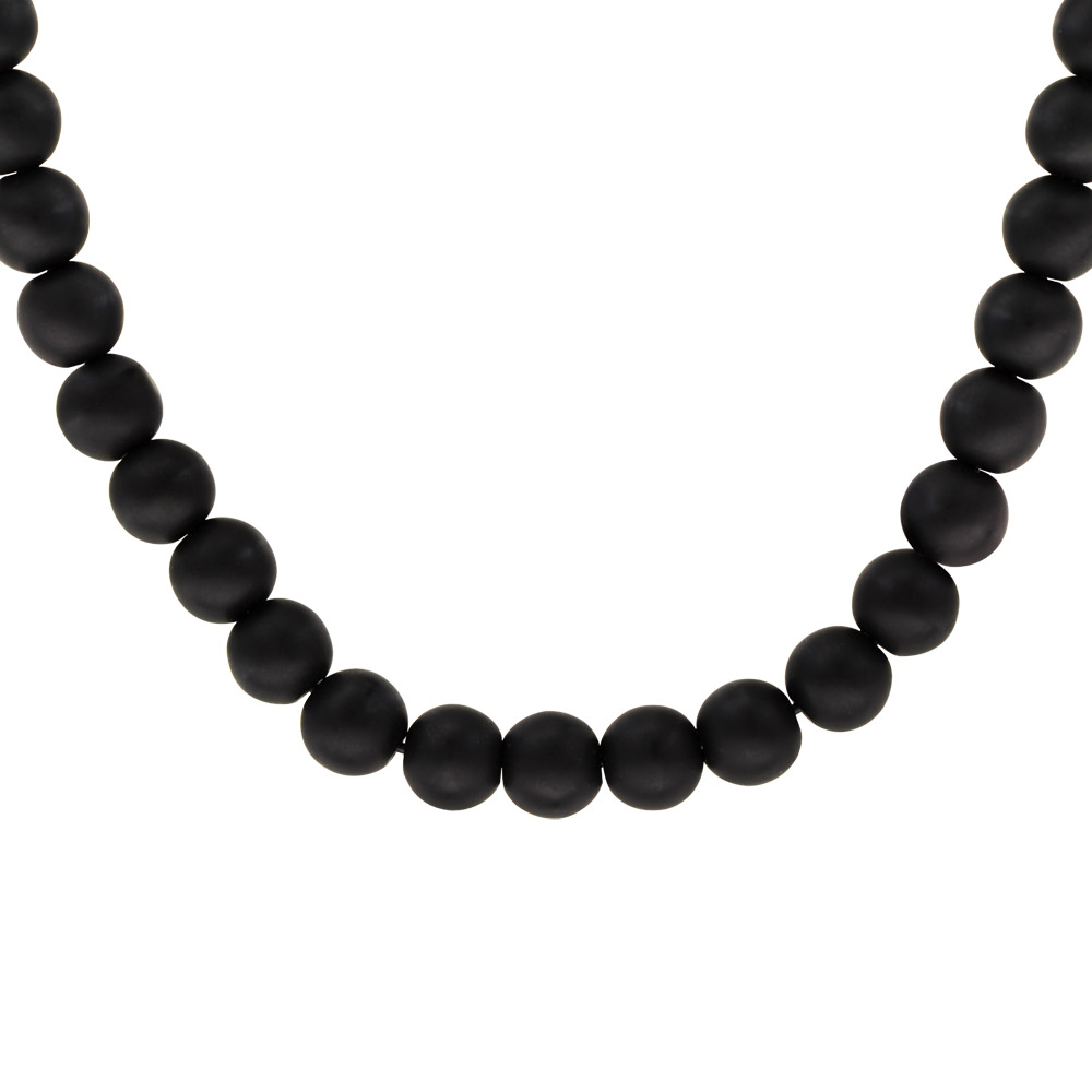 Collier perles noires aspect mat ou bracelet 3 tours – longueur 60+5cm