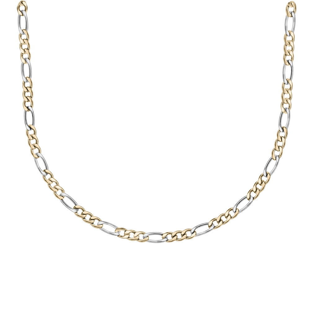 Chaîne en acier et PVD jaune maille alternée 1+3 largeur 5mm et longueur 50cm