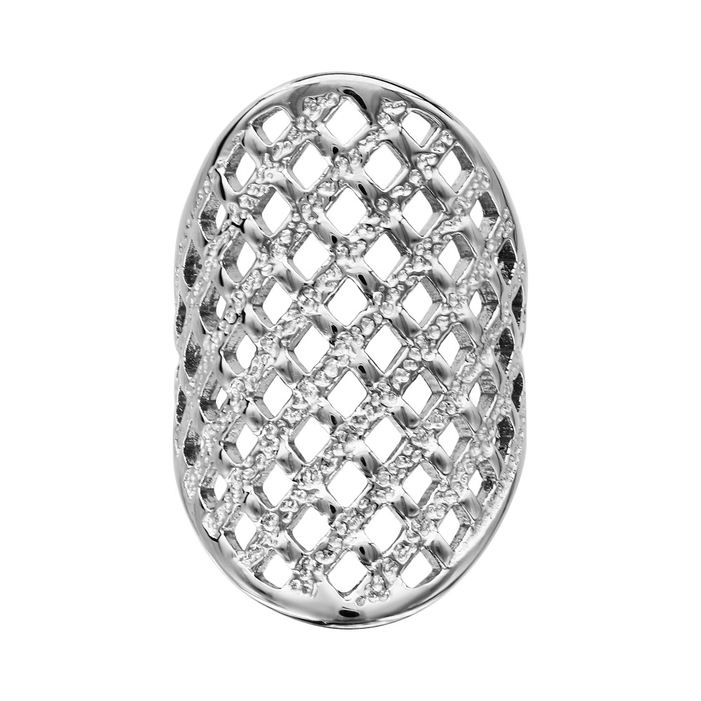 Bague en acier dessus large avec quadrillage granité