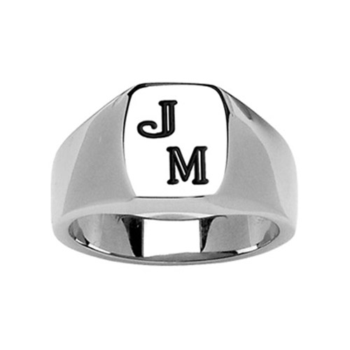 Chevalière en acier plateau tonneau 12mm X 10mm