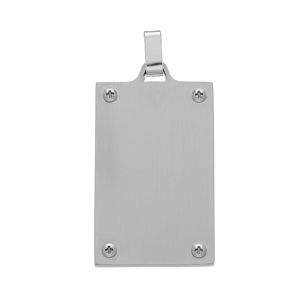 Pendentif en acier satiné à graver 32x21mm avec vis cruciforme