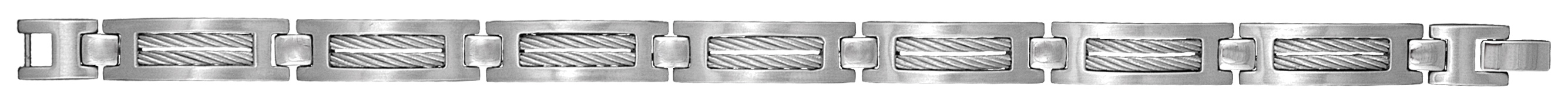 Bracelet en acier maillons ornés de 2 câbles gris – longueur 21cm ajustable