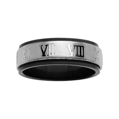 Alliance anti-stress en acier et PVD noir 12 chiffres romains