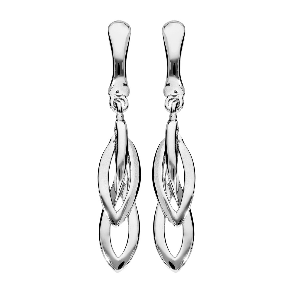 Boucles d&rsquo;oreille pendantes en plaqué palladium forme de gouttes et fermoir clip