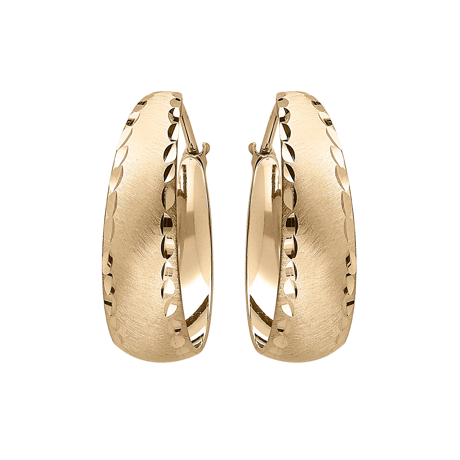 Créoles en vermeil sablée bords diamantés petit modèle 20mm