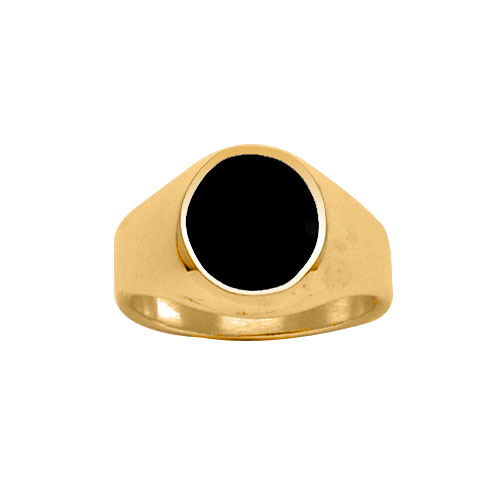 Chevalière en vermeil petit plateau ovale en onyx synthétique