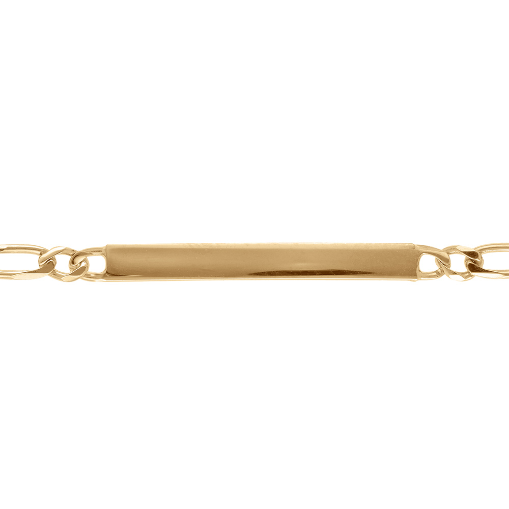 Gourmette pour enfant en plaqué or maille figaro 1+1 largeur 3mm et longueur 14cm + 2cm de rallonge