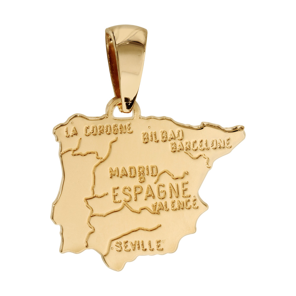Pendentif en plaqué or carte d’Espagne