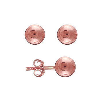 Boucles d’oreilles en plaqué or rose boule de 6mm et fermoir poussette