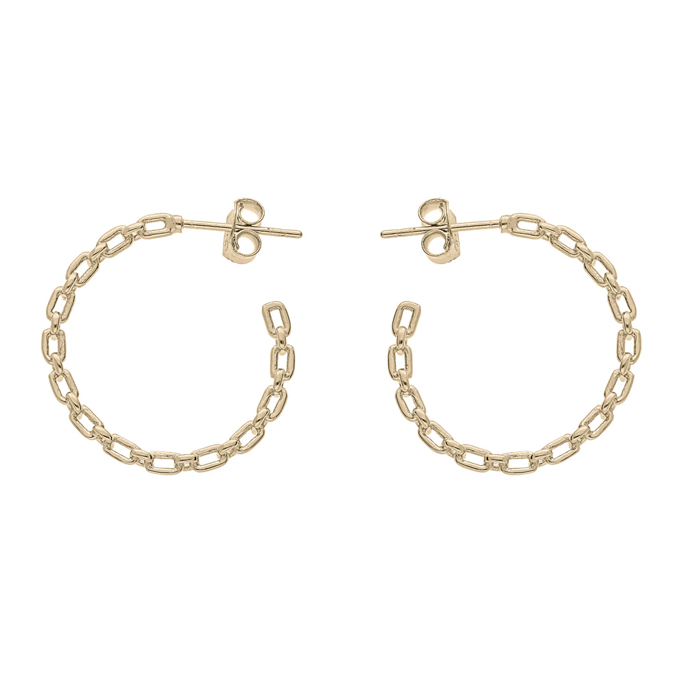 Créoles en plaqué or en maillon forçat rigide et fermoir poussette