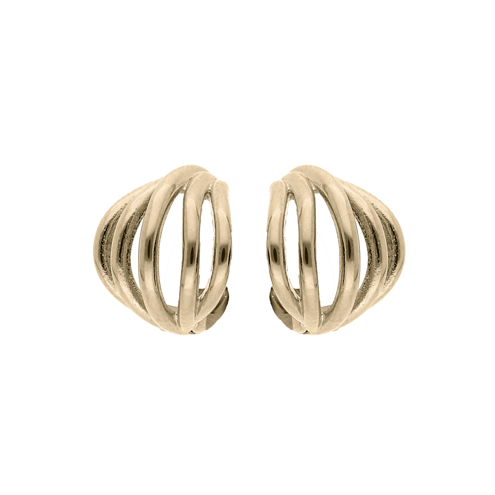 Créoles en plaqué or bombée ajourée et fermoir poussette