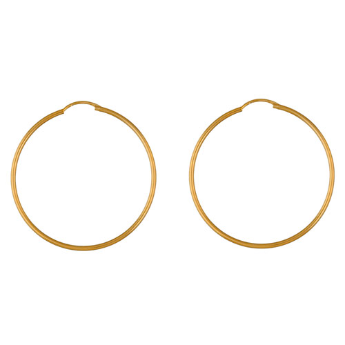 Créoles en plaqué or fil lisse – largeur 1,5mm et diamètre anneaux 45mm