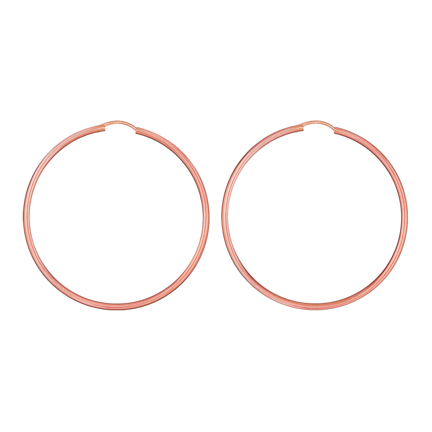 Créoles en plaqué or rose fil lisse – largeur 2mm et diamètre anneaux 55mm