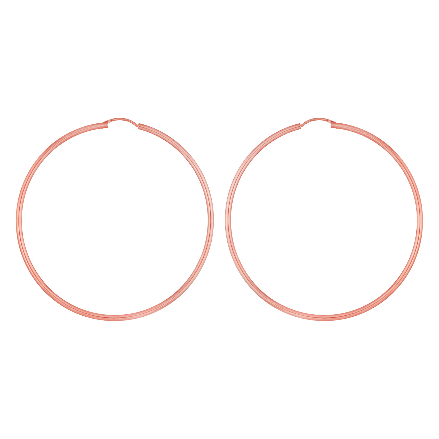 Créoles en plaqué or rose fil lisse – largeur 2mm et diamètre anneaux 65mm