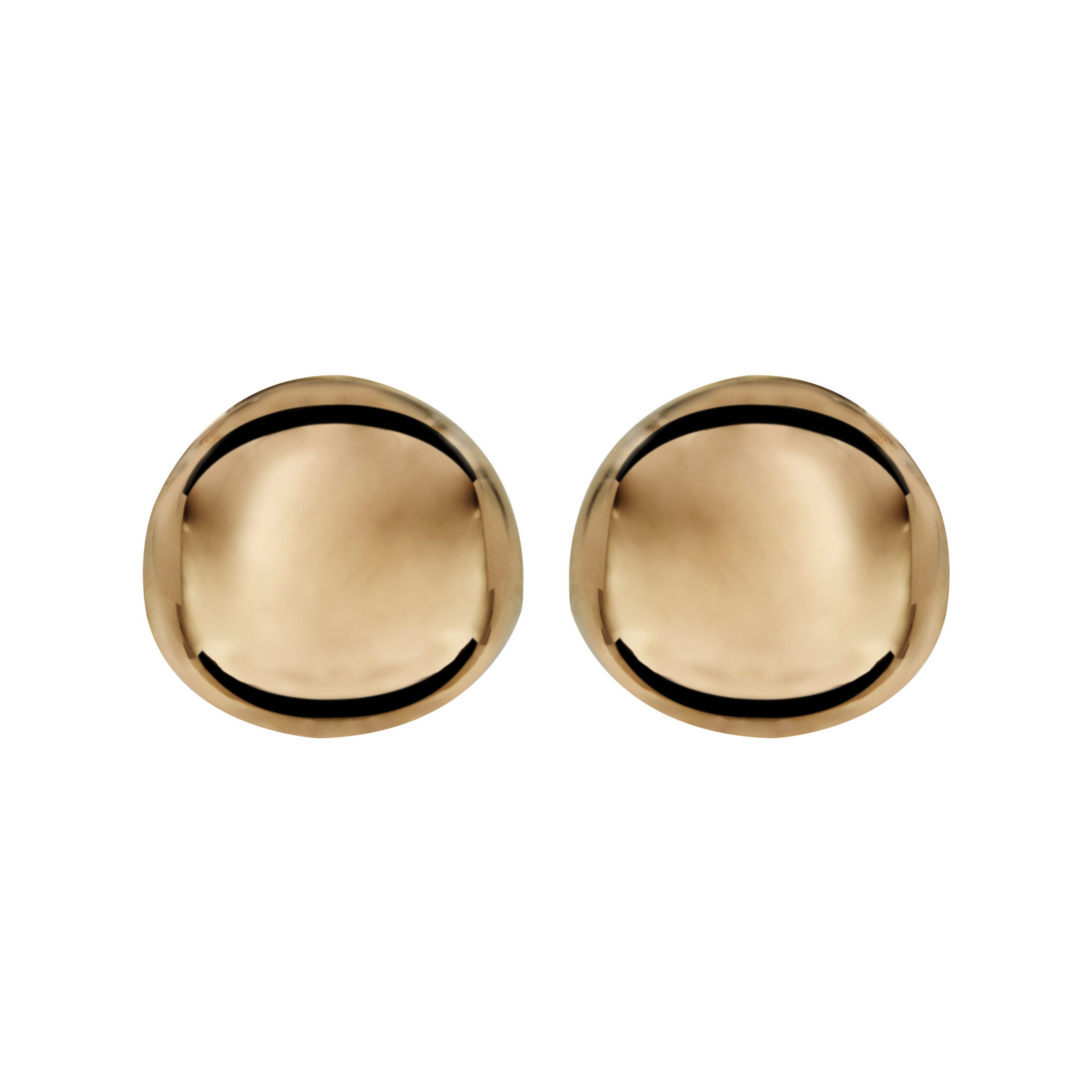 Boucles d’oreilles en plaqué or rond bombé lisse et fermoir poussette