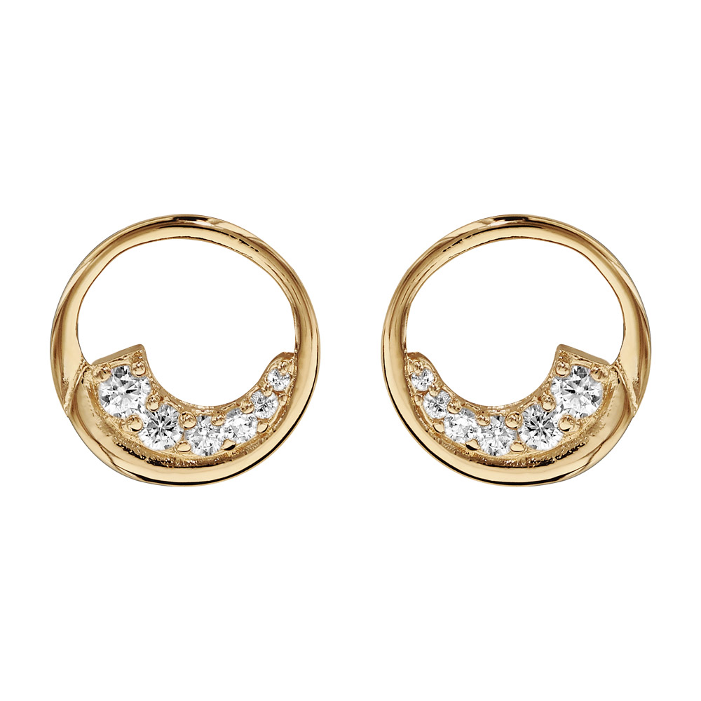Boucles d&rsquo;oreilles en plaqué or cercle oxydes blancs sertis