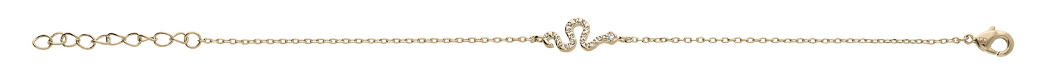 Bracelet en plaqué or chaîne avec serpent et oxydes blancs sertis 16+3cm