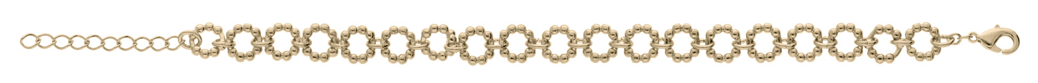 Bracelet en plaqué or maille multi ronds évidés motif boules 16+3cm