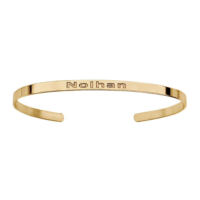 Bracelet esclave en plaqué or jaune ruban fin ouvert à graver