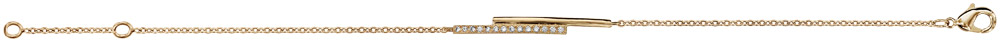 Bracelet en plaqué or chaîne avec 2 bâtons superposés, 1 lisse et l’autre orné d’oxydes blancs sertis – longueur 16cm + 2cm de rallonge
