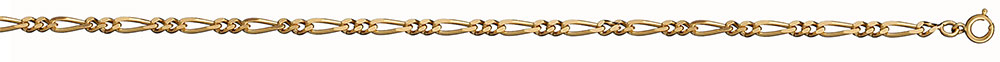 Chaîne en plaqué or figaro maille 1+2 largeur 3mm et longueur 50cm