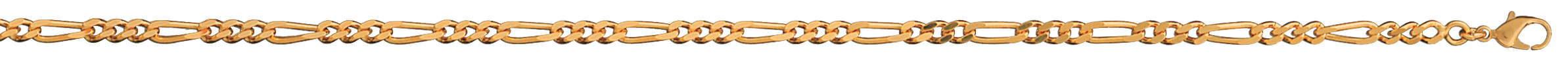 Bracelet en plaqué or chaîne maille figaro 1+3 largeur 3mm et longueur 18cm
