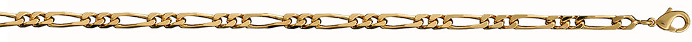 Chaîne en plaqué or figaro maille 1+2 largeur 4mm et longueur 55cm