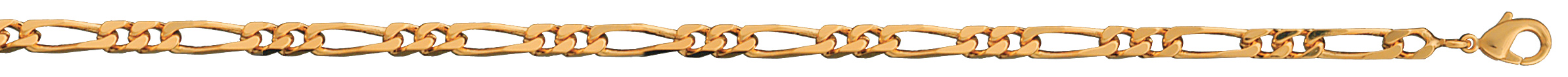 Bracelet en plaqué or chaîne maille figaro 1+2 largeur 4mm et longueur 18cm