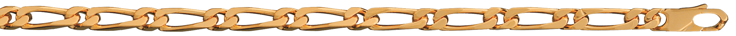 Bracelet en plaqué or chaîne maille figaro 1+1 largeur 6mm et longueur 21cm