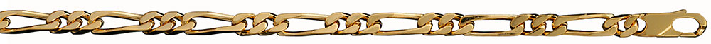 Chaîne en plaqué or figaro maille 1+2 largeur 6mm et longueur 50cm