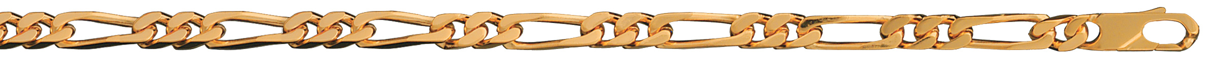 Bracelet en plaqué or chaîne maille figaro 1+2 largeur 6mm et longueur 21cm