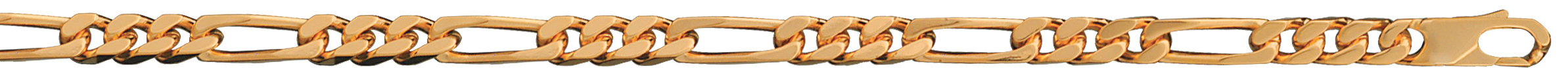 Bracelet en plaqué or chaîne maille figaro 1+3 largeur 6mm et longueur 21cm