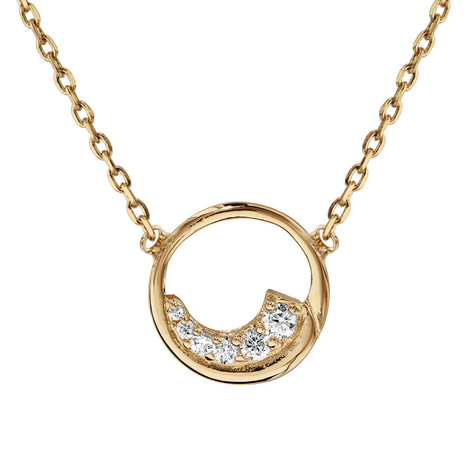 Collier en plaqué or cercle oxydes blancs sertis 38cm + 4cm