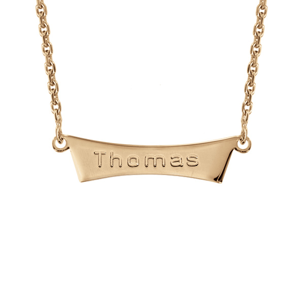 Collier en plaqué or chaîne avec pendentif plaque prénom à graver en trapèze – longueur 40cm