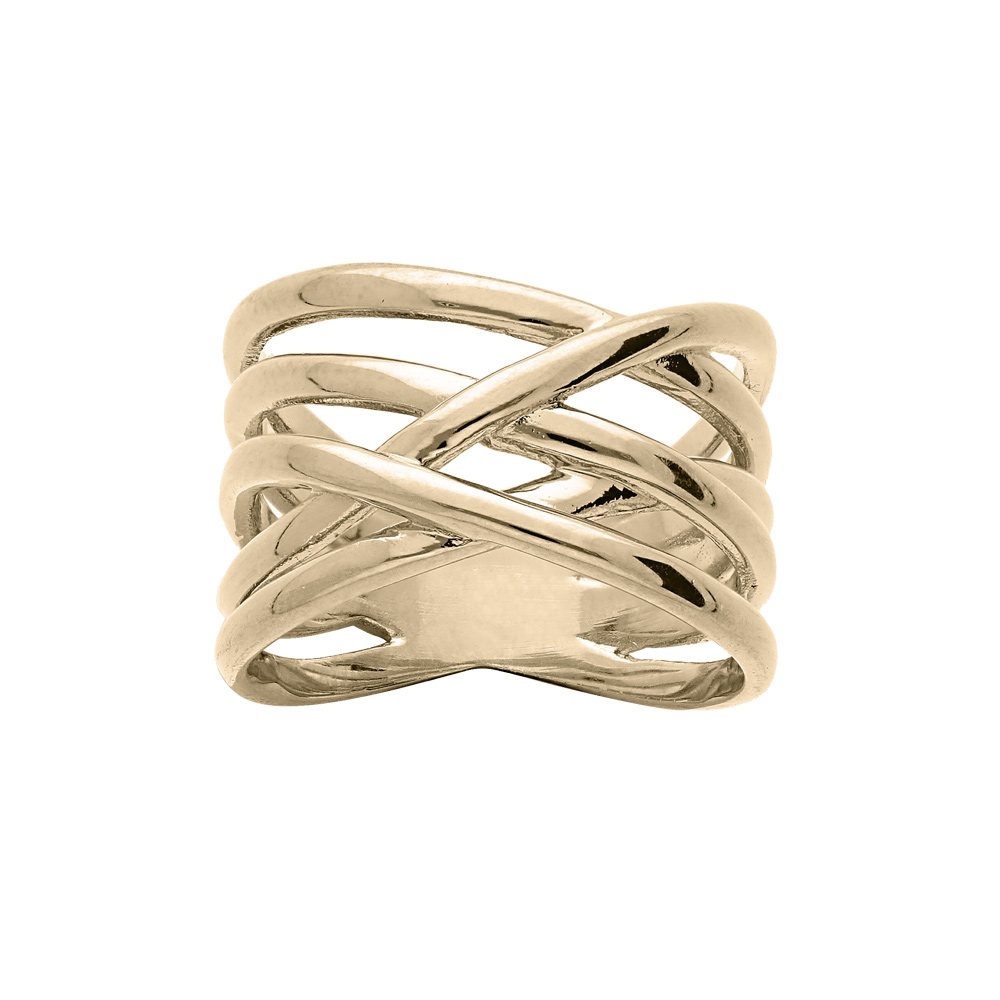 Bague en plaqué or brins entrecroisés