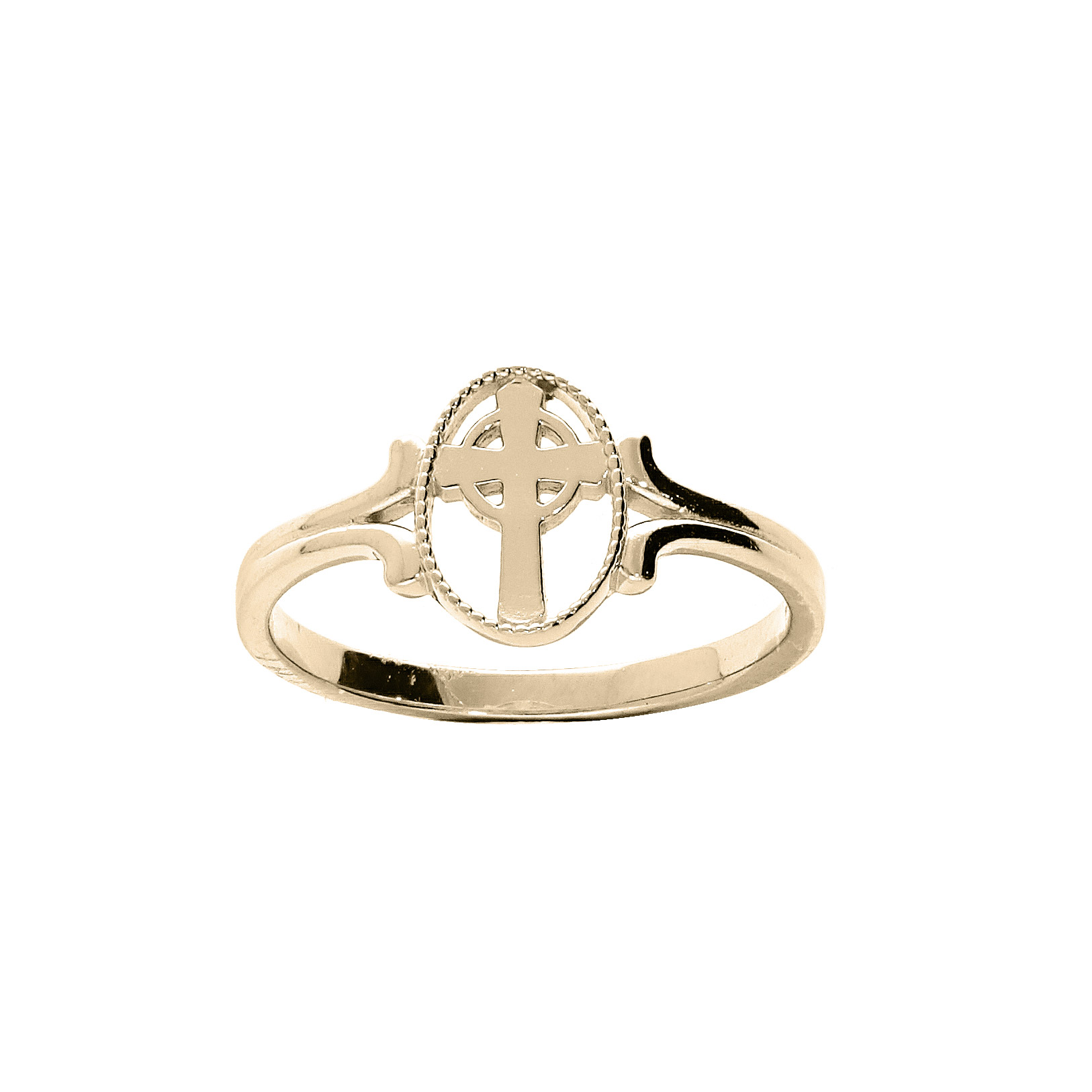 Bague en plaqué or ovale motif croix