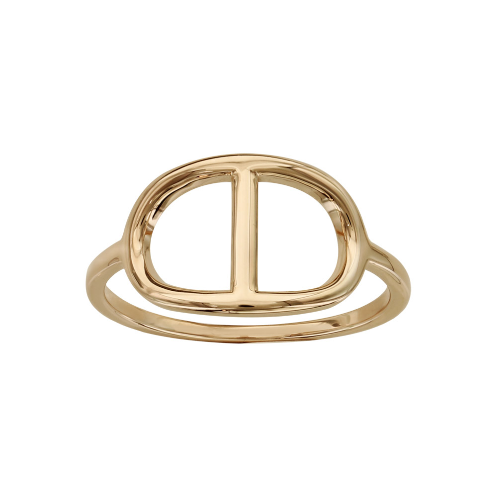 Bague en plaqué or 1 maille marine lisse