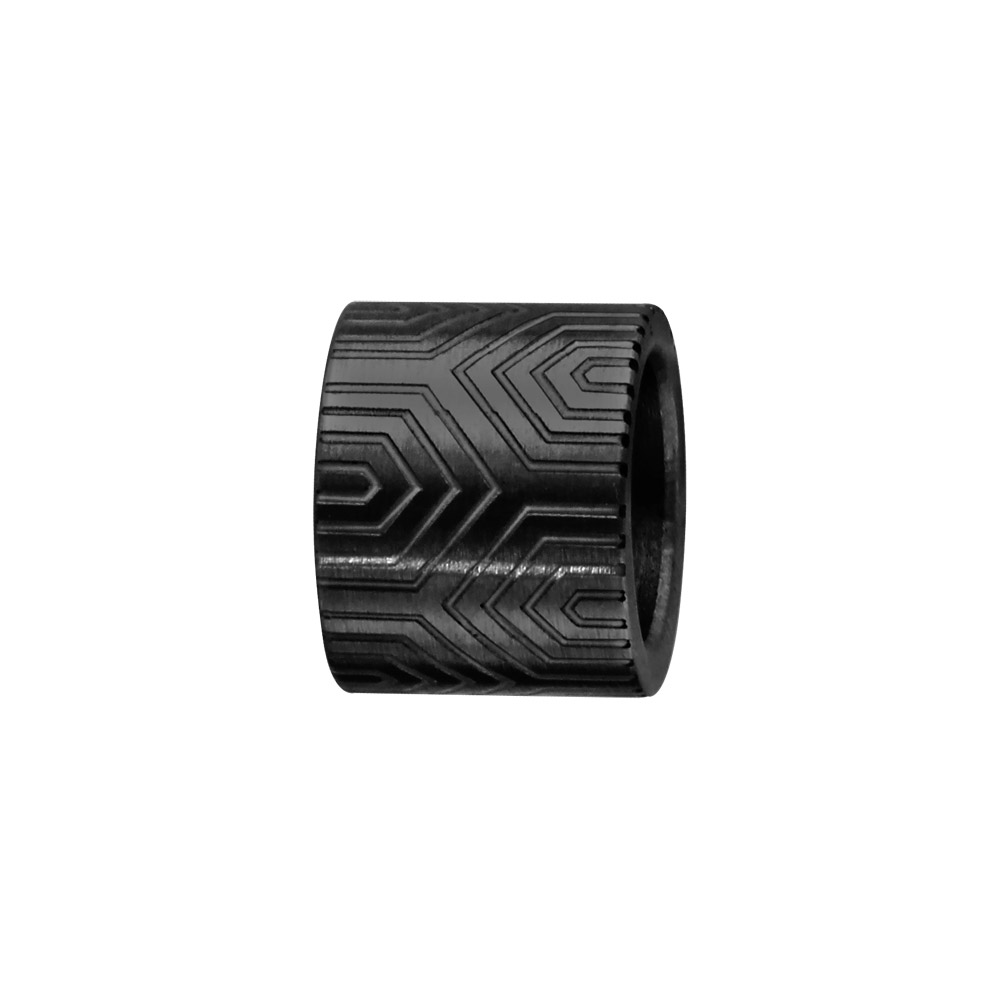 Charms Thabora grand modèle pour homme en acier et PVD noir forme tube avec motif aztèque