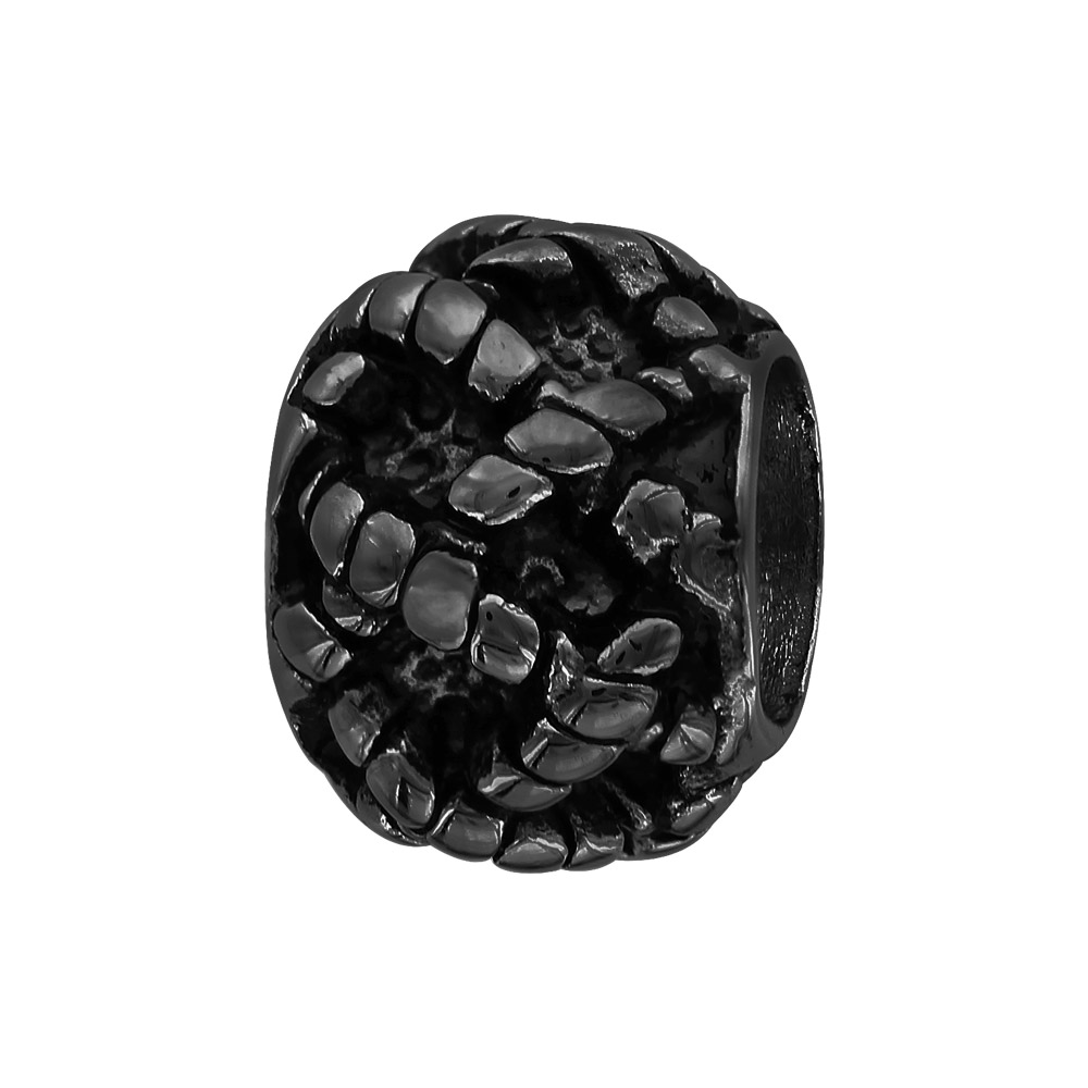 Charms Thabora grand modèle pour homme en acier et PVD noir boule tresse relief