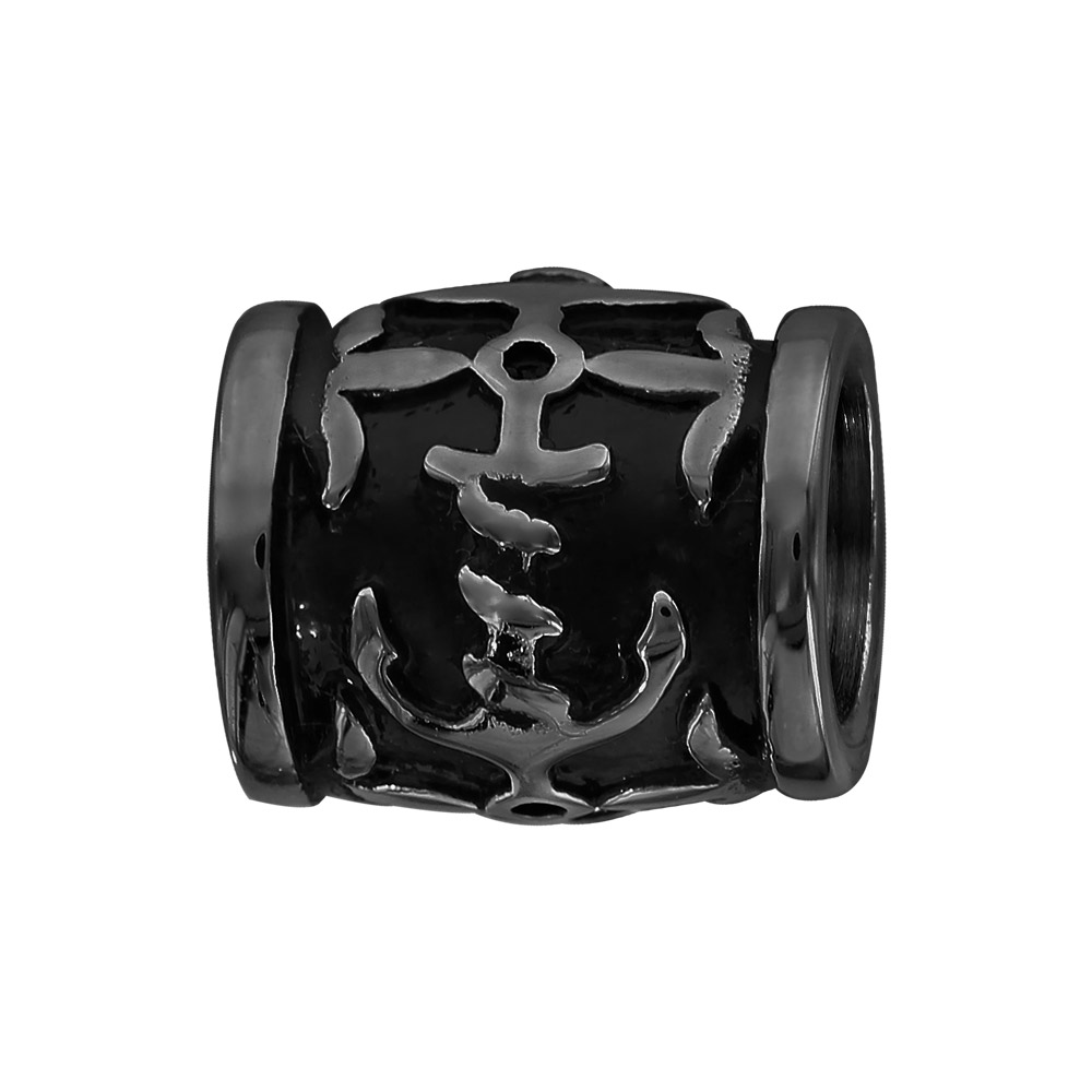 Charms Thabora grand modèle pour homme en acier et PVD noir ancre sur tonneau