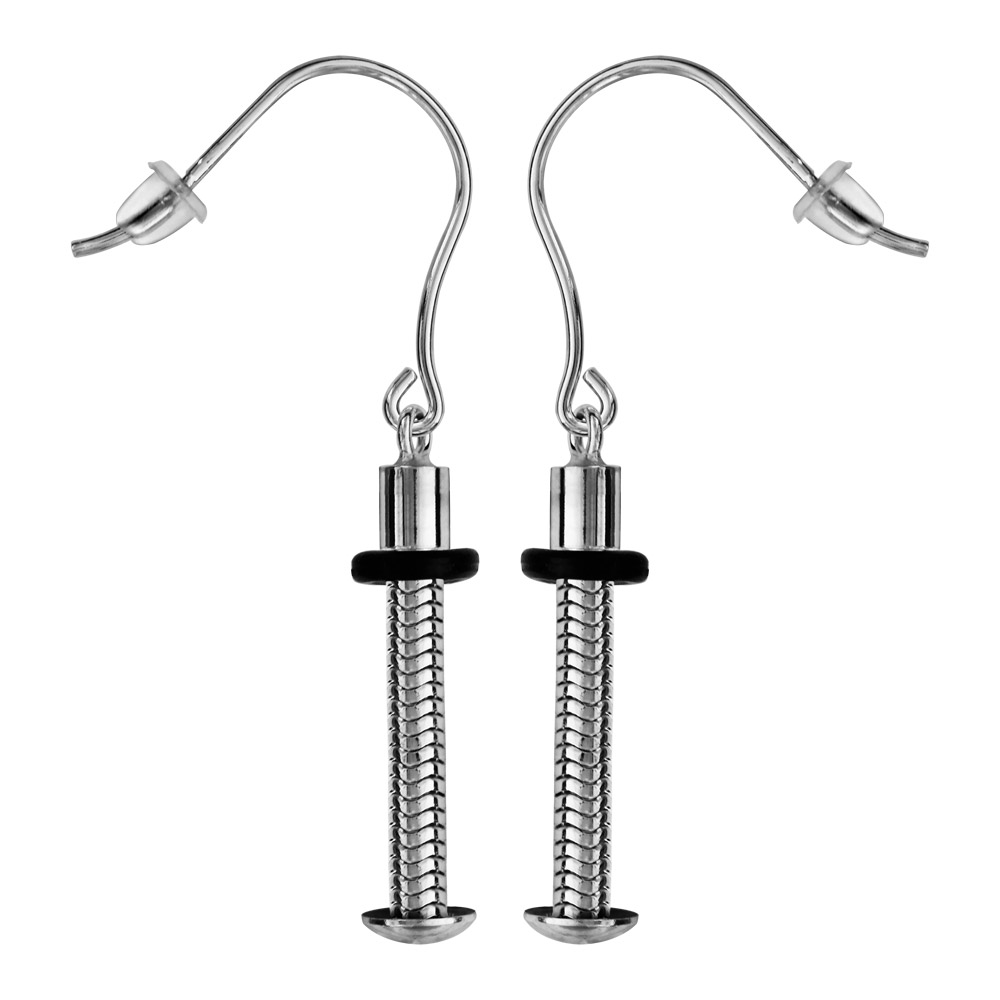 Boucles d’oreilles pendantes charms en argent rhodié petite chaînette pour boule en verre de Murano véritable et fermoir crochet