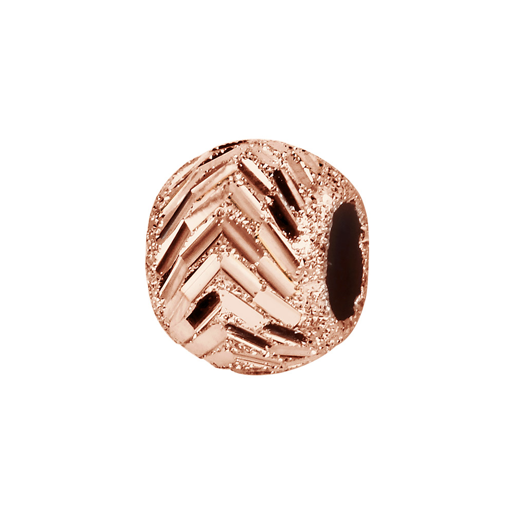 Charms Thabora en argent et dorure rose boule granitée et ciselée en chevrons